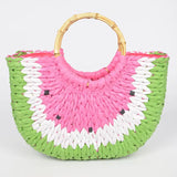 Watermelon Handbag Faux Straw Crochet