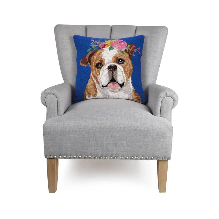 Floral Bulldog Pillow