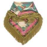 Fringed Floral Crane Scarf