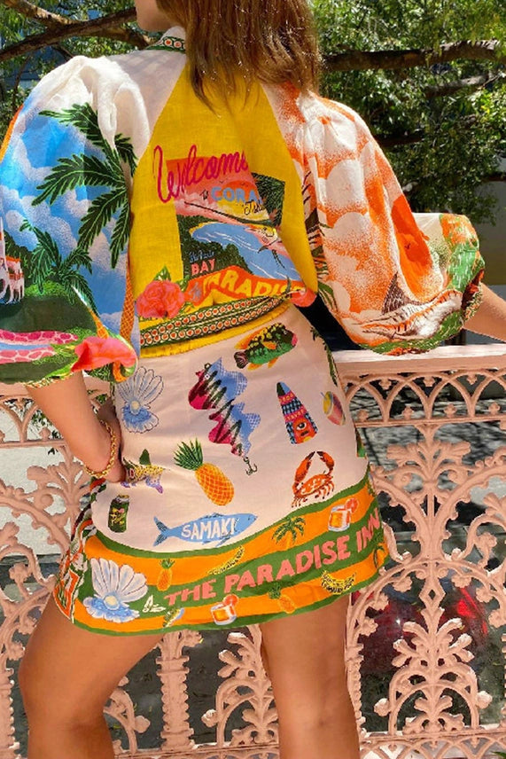 Summer Tropical Shirt Dress