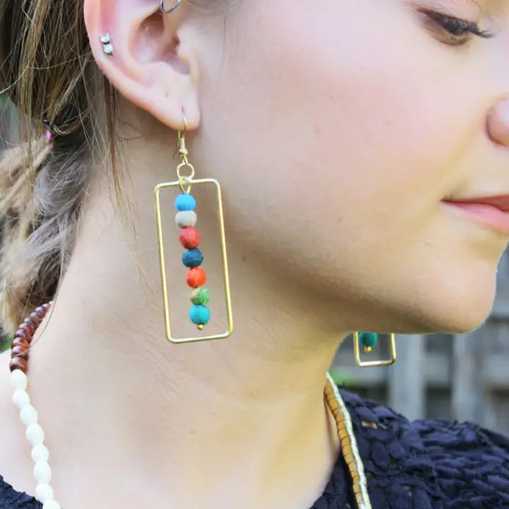 Framed Kantha Earrings