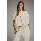 Puff Sleeve Big Button Top