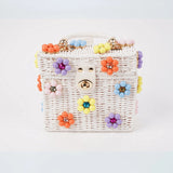 Daisy Flower Wicker Bucket Purse