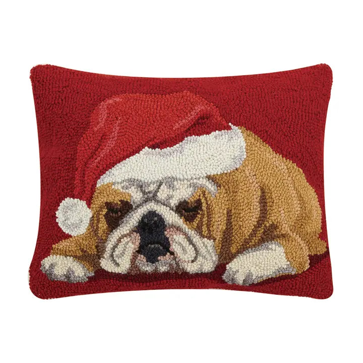 Bulldog Santa Pillow