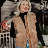 Quilted Ruffle Vest