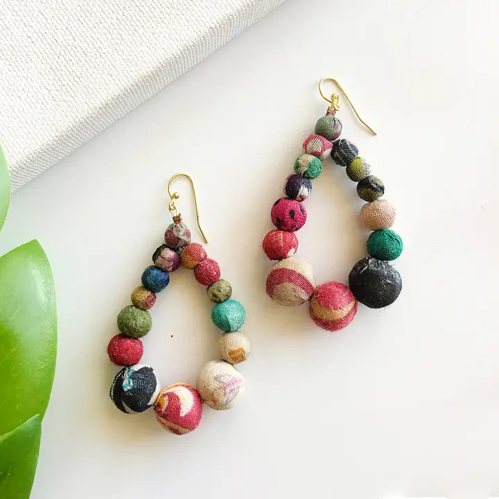 Kantha Graduated Teardrop Earring