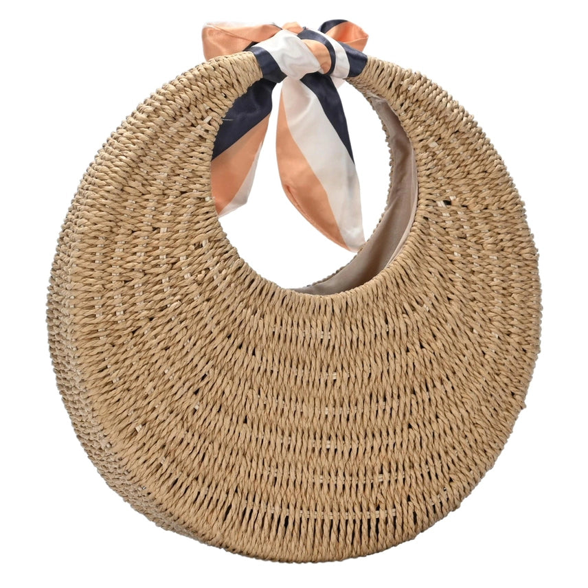 Straw Circle Purse w/ Scarf