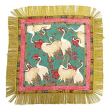 Fringed Floral Crane Scarf