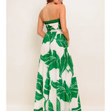 Emerald Palm Strapless Maxi