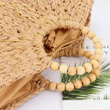 Handmade Faux Straw Wood Bead Handle Tote