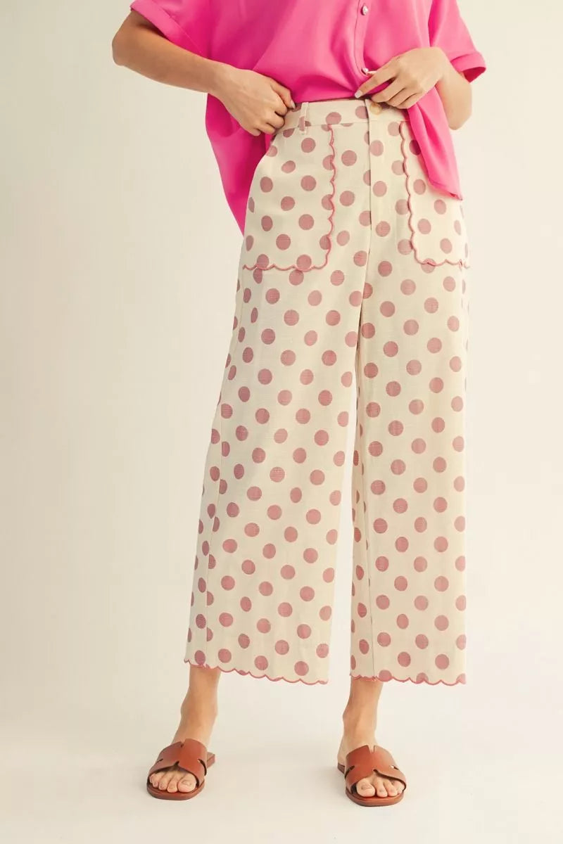 Scalloped Polka Dot Pants