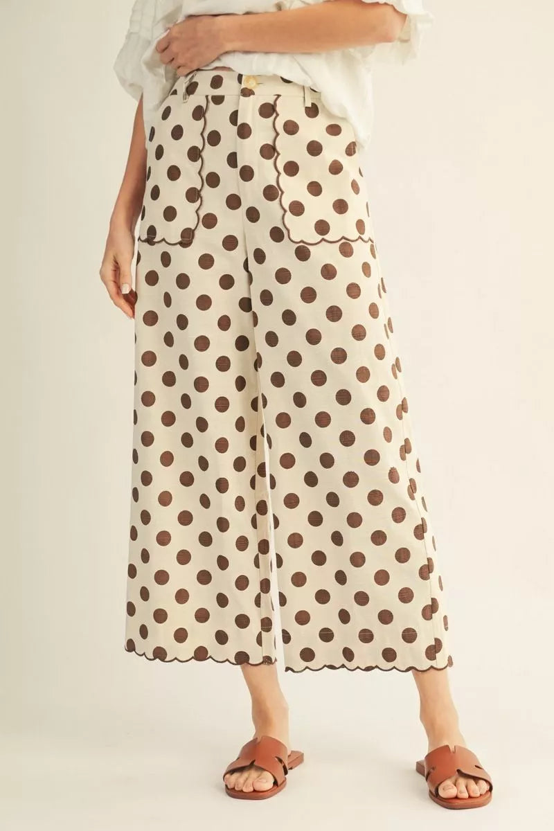 Scalloped Polka Dot Pants