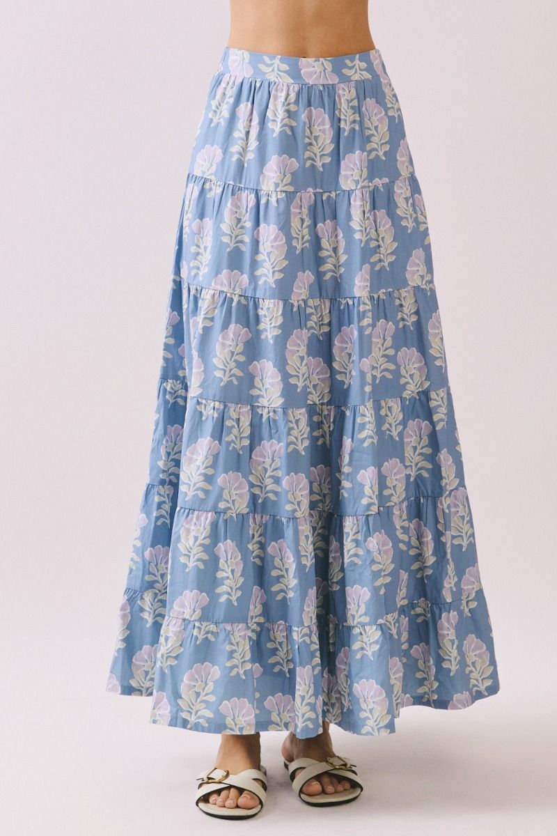 Multi Tier Floral Maxi Skirt
