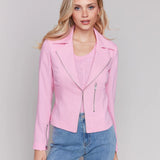 Crinkle Rayon Biker Jacket