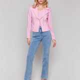 Crinkle Rayon Biker Jacket