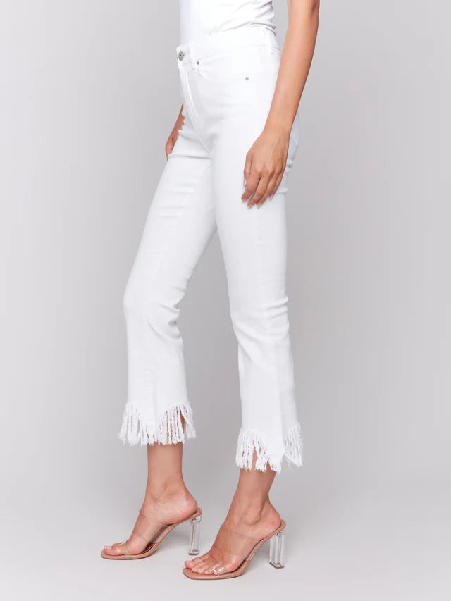 Wide Leg  Fringe Hem Jean-CHB