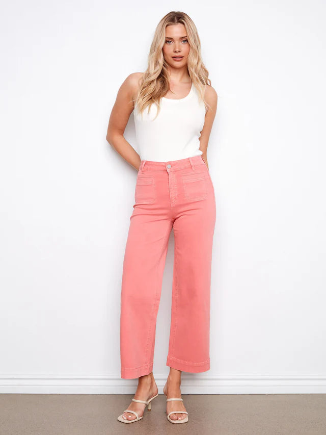 Cropped Patch Pocket Twill Pant