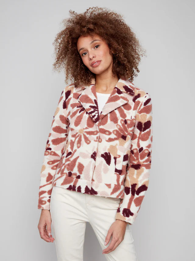 Floral Sherpa Fleece Coat