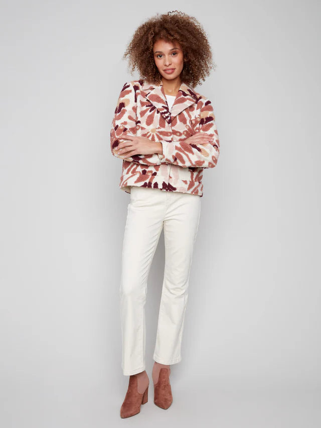 Floral Sherpa Fleece Coat