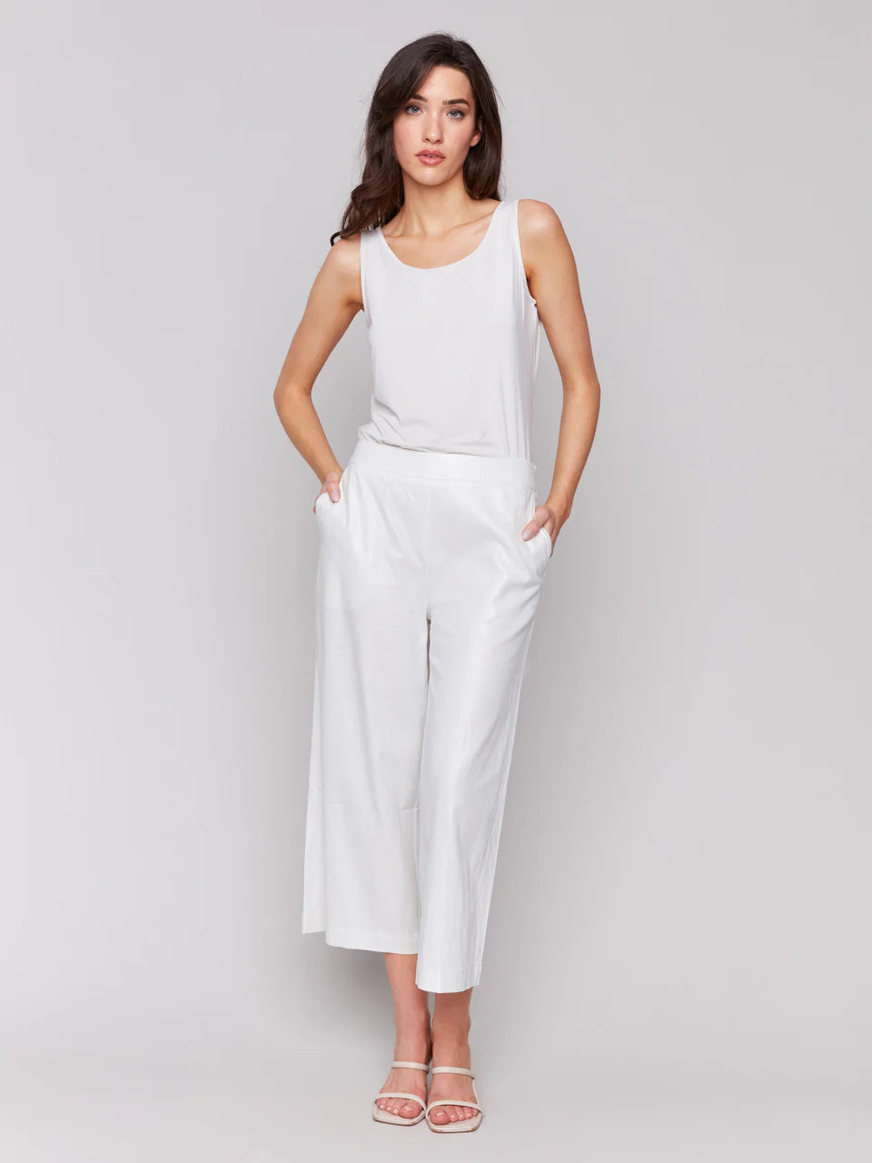 Linen Blend Cropped Pants