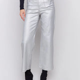 Metallic Wax Flared Pants