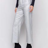 Metallic Wax Flared Pants