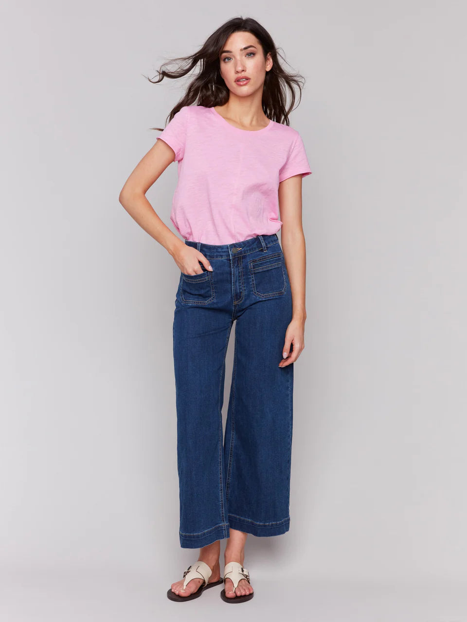 Patch Pocket Cropped Flare Leg Jean