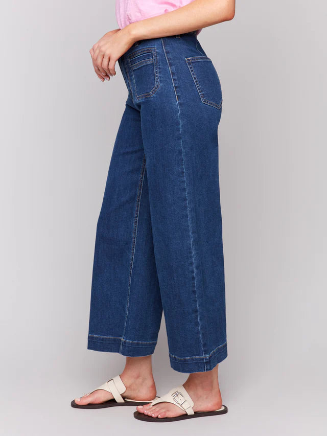 Patch Pocket Cropped Flare Leg Jean
