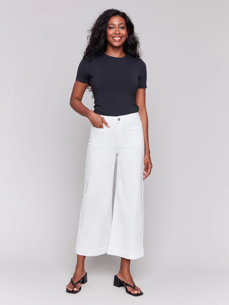 Patch Pocket Cropped Flare Leg Jean