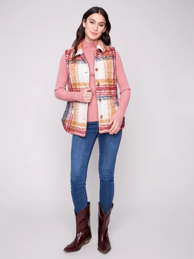 Plaid Boucle Knit Vest