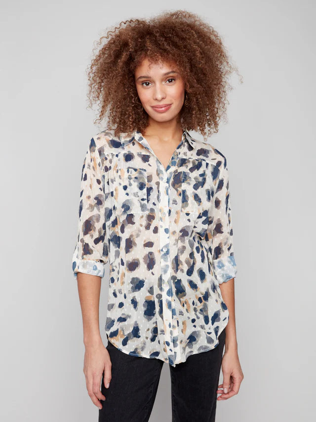 Printed Button Up Blouse