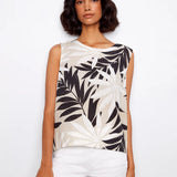 Leaflet Linen Blend Back Button Top