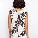 Leaflet Linen Blend Back Button Top