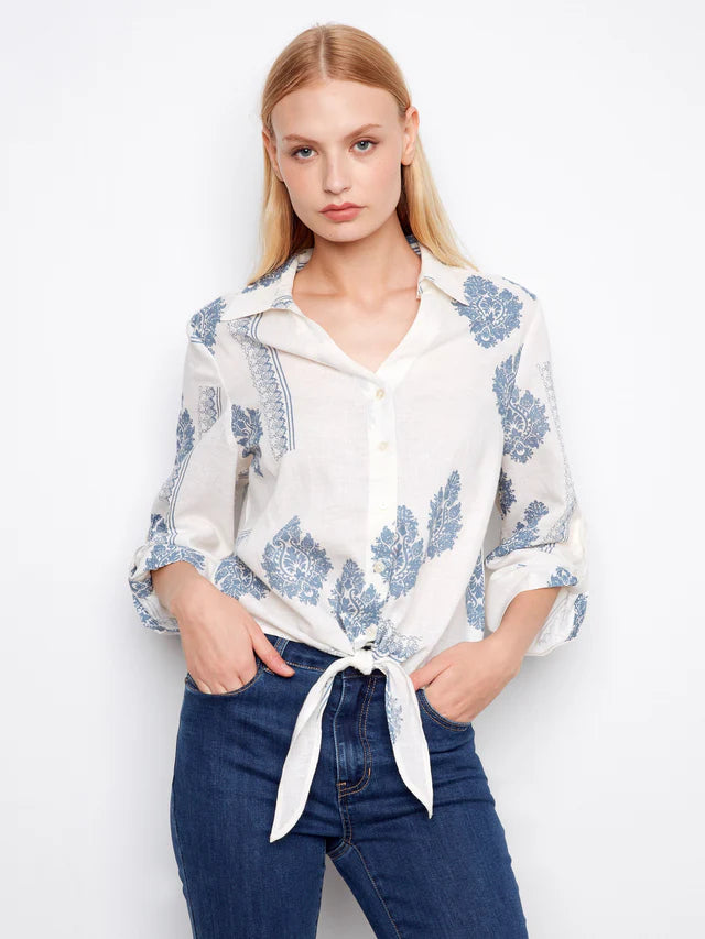 Jean Linen Button-Up Blouse