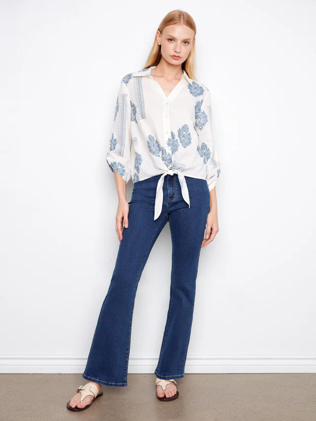 Jean Linen Button-Up Blouse