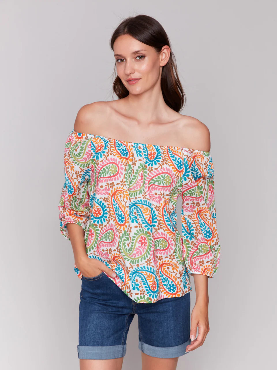 Off the Shoulder Paisley Blouse