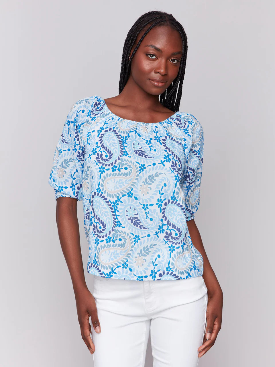 Off the Shoulder Paisley Blouse
