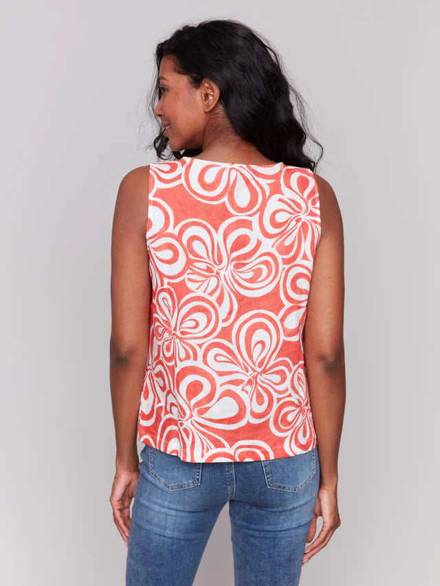 Linen Print Sleeveless Top