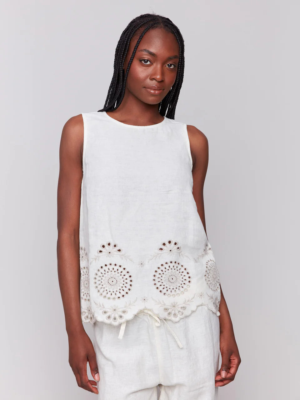 Embroidered Sleeveless Top