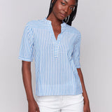 Striped Popover Blouse