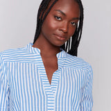 Striped Popover Blouse
