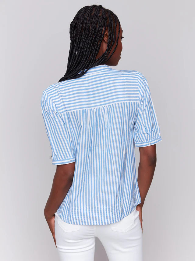 Striped Popover Blouse