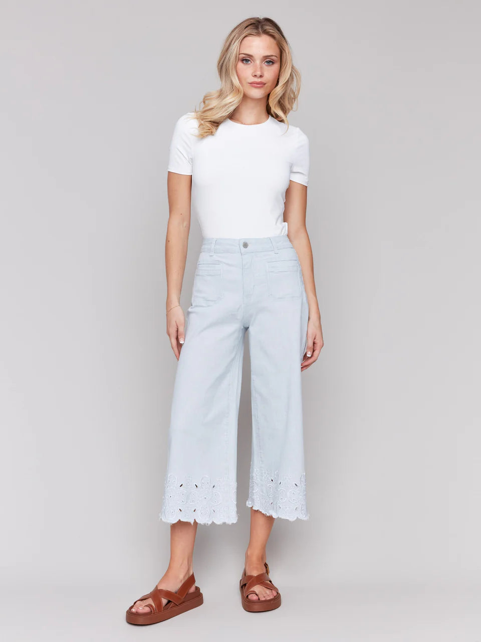Embroidered Scallop Jeans