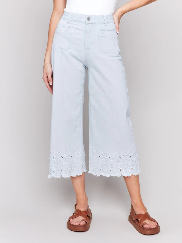 Embroidered Scallop Jeans