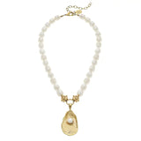 Handcast Gold Oyster with Pearl On Pearl Necklace
