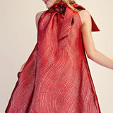 Mira Metallic Halter Dress