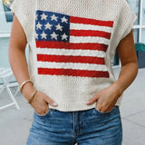 Flag Short Sleeve Sweater Top