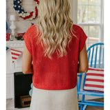 Flag Short Sleeve Sweater Top
