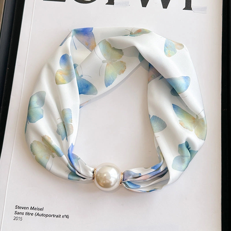 Pearl Silk Scarf Necklace