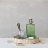 Woven Paper Rope Turtle Shaped Basket with Stripes, Natural & Green